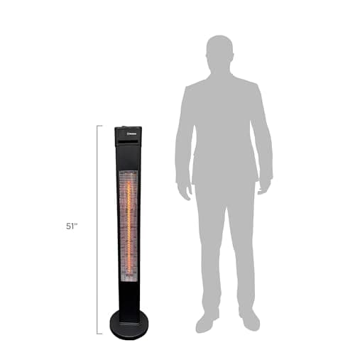 Westinghouse WES31-15110BLK Outdoor Electric Patio, Water Resistant Auto Shut Off Tip Over Switch & Overheat Protection, Freestanding Infrared Tower Heater, 47.2" x 11" x 11", Black