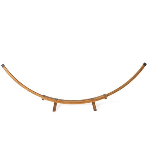 Wodden Hammock Base Larch Wood 2 Person 350 Pound Capacity Arc Stand Hammock Teak Finish 55" Dx164:Wx49 H (Stand Only)