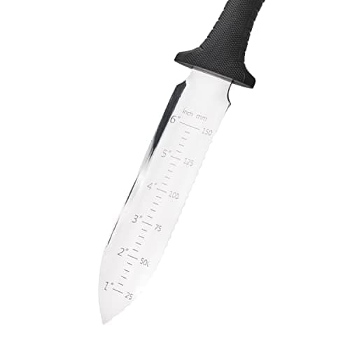 Nisaku NJP800 Yamagatana Hori Weeding & Digging Knife, Japanese Stainless Steel 7.25-Inch Blade, 5.5-Inch Ergonomic Black Plastic Handle