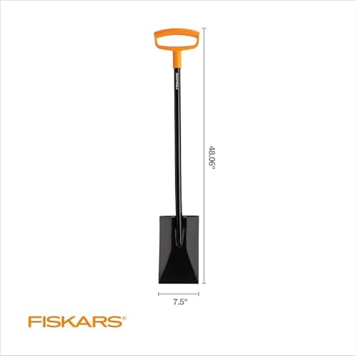 Fiskars 46" Spade Garden Shovel, Steel Flat Spade with Ergonomic D-Handle, Sharp Blade Square Shovel for Lawn Edging, Digging, Heavy Duty Yard Tool, Easy Cuts in Grass and Turf
