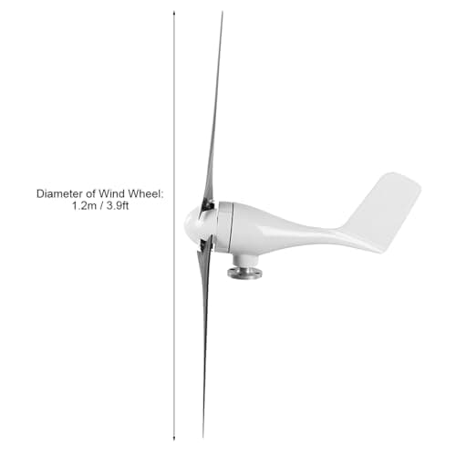 1200W Small Wind Turbine 3 Blades Wind Turbine DC 12V 24V 48V Turbine Wind Generator for Marine Home Charging(48V-Black)