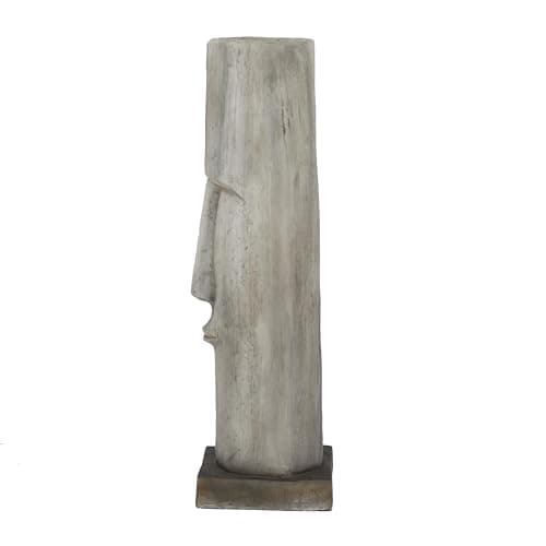 The Novogratz Magnesium Oxide Decorative Garden Sculpture Indoor Outdoor Easter Island Head Garden Statue, Outdoor Sculpture 10" x 10" x 33", Brown