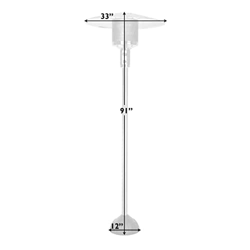 Fire Sense 61445 Natural Gas Patio Heater 45,000 BTU With Electric Ignition System For Residential - Stainless Steel