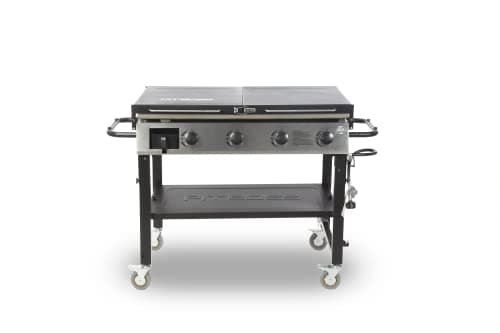 PIT BOSS PB757GD Four Burner LP Fold Over Side Shelves 36" Gas Flat Top Griddle with Fitted Cover, 4 Deluxe, BLACK
