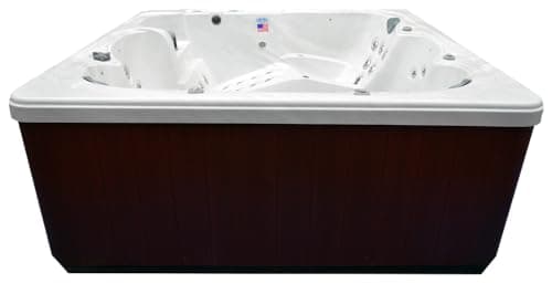 Home & Garden HG90 6-Person Hot Tub with 90 Therapy Jets and Bluetooth Audio – Sterling or White Acrylic Interior and Mocha Exterior Cabinet - Ideal for Backyard Relaxation and Hydrotherapy