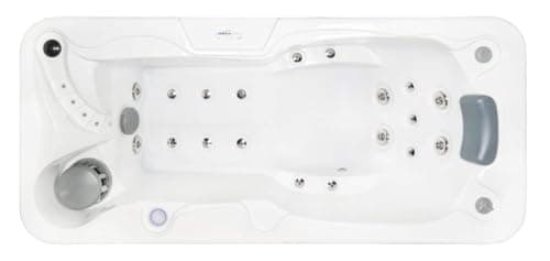 Hudson Bay HBSL 1-Person Hot Tub with 19 Therapy Jets and Digital Controls – White Acrylic Interior and Mocha Exterior Cabinet - Ideal for Indoor/Outdoor - Small and Portable Spa
