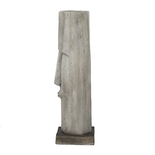 The Novogratz Magnesium Oxide Decorative Garden Sculpture Indoor Outdoor Easter Island Head Garden Statue, Outdoor Sculpture 10" x 10" x 33", Brown