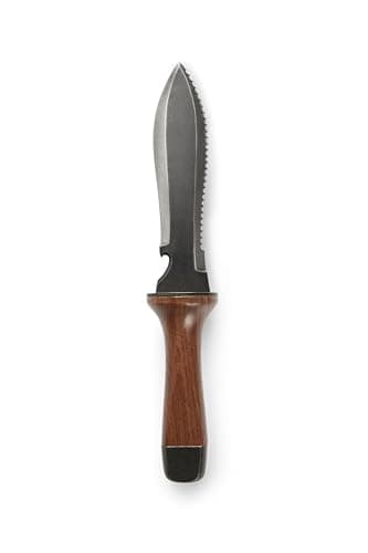 Hori Hori Garden Knife, Traditional Japanese Weeding Tool with ergonomic wooden handle. Large 7'inch blade with case. (Standard blade)