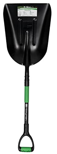 Hooyman Scoop Shovel with Lightweight Aluminum Head Construction, Ergonomic No-Slip H-Grip, D Handle, and Fiberglass Core for Moving Feed, Gardening, Land Management, Yardwork, Farming, and Outdoors