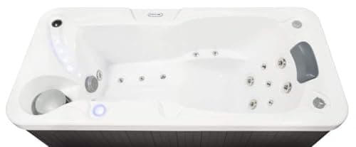 Hudson Bay HBSL 1-Person Hot Tub with 19 Therapy Jets and Digital Controls – White Acrylic Interior and Mocha Exterior Cabinet - Ideal for Indoor/Outdoor - Small and Portable Spa