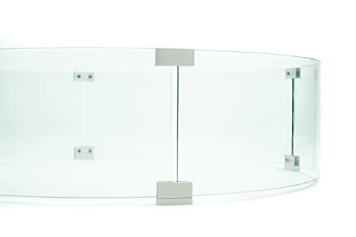 AMS Fireplace 36" Round Fire Pit Glass Wind Guard | Clear Tempered Glass Flame Protective Pane. Wind Resistant with Aluminum Corner Bracket