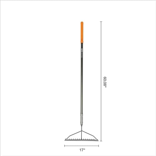 Fiskars 60" Pro Garden Rake for Soil with Lightweight Aluminum Handle, Heavy Duty Gardening Tool