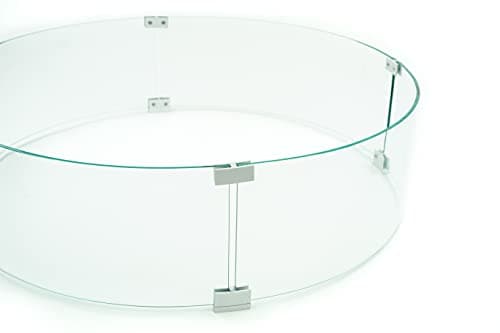 AMS Fireplace 36" Round Fire Pit Glass Wind Guard | Clear Tempered Glass Flame Protective Pane. Wind Resistant with Aluminum Corner Bracket