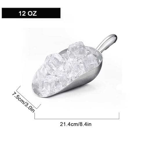 Ice Cube Endurance Scoop, Cast Aluminum Shovel Scoops Kitchen Utility Scoops Set Contoured Handle，Ideal for Ice Cube Coffee Bean Food Candy Flour Popcorn Rust Free, Solid & Dishwasher Safe (Silver)