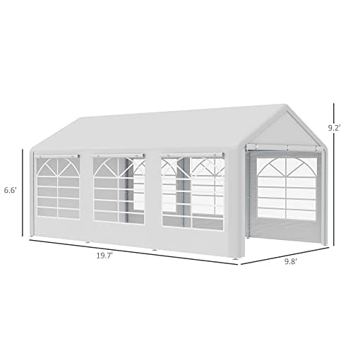 Outsunny 16' x 32' Heavy Duty Party Tent & Carport with Removable Sidewalls and Double Doors, Large Canopy Tent, Sun Shade Shelter, for Parties, Wedding, Outdoor Events, BBQ, White