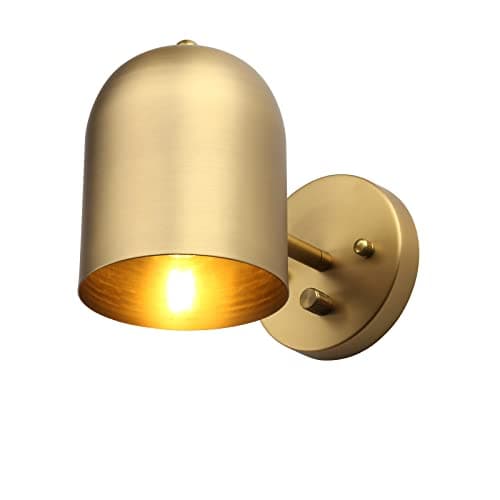Pathson Modern Dimmable Wall Sconce Hardwired, Brass Finish Wall Light Lamp Adjust Light Head, E26 Bulb Base Reading Wall Lighting Decor for Living Room Bedroom Hallway