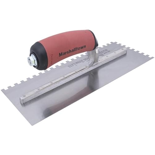 MARSHALLTOWN Standard Notched Trowel, Square Notch, 6x6x6 mm Notch Size, DuraSoft Left-Handed, Flooring and Tiling, Tile Tool, Made in the USA, 702SDL