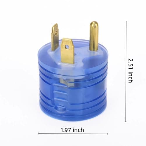 RV Power Adapter 30 amp to 110 Adapter, NEMA TT-30P to 5-15R , 30A Male to 15A Female (30M/15F-Round, Clean Blue)