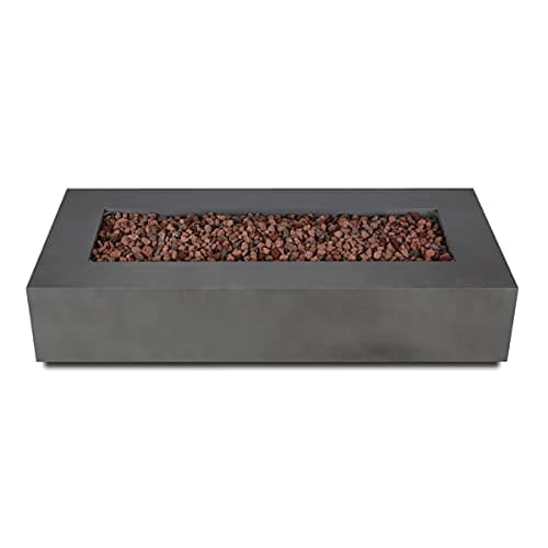 Real Flame Aegean 70in Rectangle Propane or Natural Gas Fire Pit Table, 65,000 BTU, Powder-Coated Steel, Push-Button Ignition, CSA Certified, Lava Rock, Storage Cover, Stainless Steel Burner with Lid