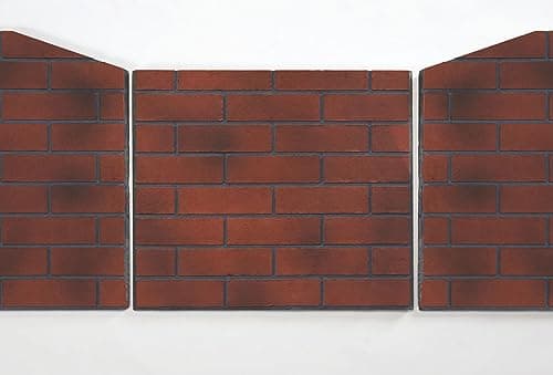 Vintage Red Ceramic Fiber Brick Panel for 450 Series Outdoor Fireplace Insert - Model FLB450-VR, Realistic Hand-Painted Design