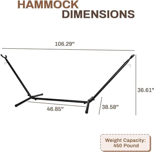 Heavy Duty Adjustable Steel Hammock Stand, 9-Foot, 450-Pound Capacity, Weather Resistant, Easy to Assemble
