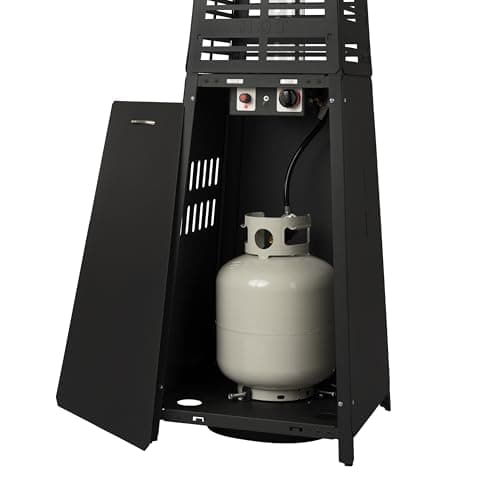 Fire Sense 66991 Pyramid Flame Patio Heater 40,000 BTU Outdoor Propane Heater Tower with Wheels - Black