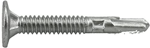 Premium Self-Drilling Metal Screws, Epoxy Coated Steel, Wafer Head Wood to Metal Winged Point Screws, Silver, #10 x 1-7/16 inches, Box of 68 Screws