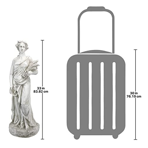 Design Toscano Summer Woman of The Four Seasons Indoor/Outdoor Garden Statue, 11 inches Wide, 33 inches Tall, Cast Stone Resin, Antique Stone Finish