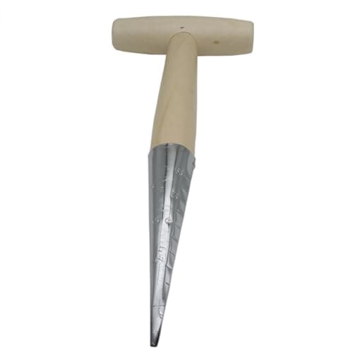 Garden Hand Dibber Seed Planter Tool Stainless Steel Sow Dibbler with Wooden Handle Garden Hole Punch Dibbler Tool for Sowing Seed (1pcs)