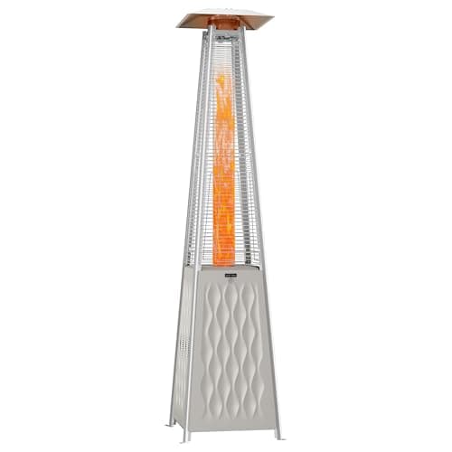 EAST OAK Pyramid Patio Heater, 48,000 BTU Outdoor Patio Heater All Stainless Steel, Quartz Glass Tube Propane Heater, Triple Protection System, With Wheels, Outdoor Heater for Commercial & Residential