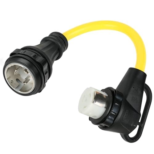 NEMA SS2-50P to SS2-50R RV Adapter, Dogbone Extension Cord Adapter, 50Amp SS2-50 Marine Shore Twist Lock Male Plug to 90-Degree Locking Female Receptacle, for RV Travel Trailer