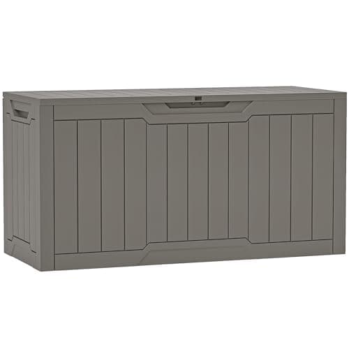 YITAHOME 80 Gallon Resin Deck Box, Weather Resistant Outdoor Storage Box, Lockable Indoor Outdoor Storage for Supplies and Essentials, Taupe