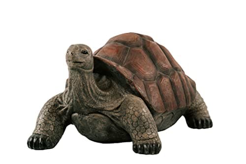 XBrand 28" L Brown and Black Concrete/MgO Walking Tortoise Statue, Indoor or Outdoor Décor, Garden Sculptures, Turtle Garden Statue