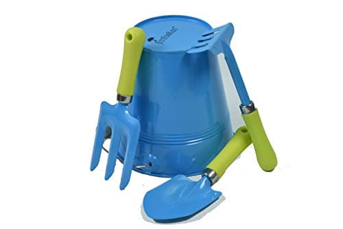 G & F Products 10051 JustForKids Kids Water Pail with Garden Tools Set, Blue,4 pieces