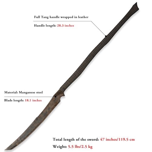 SV Handmade cast Manganese Steel Chopping Blade Sword, Full Tang, Outdoor, Hunting, Camping, Hiking, Survival, with Protective Cover, Multiple Styles to Choose from