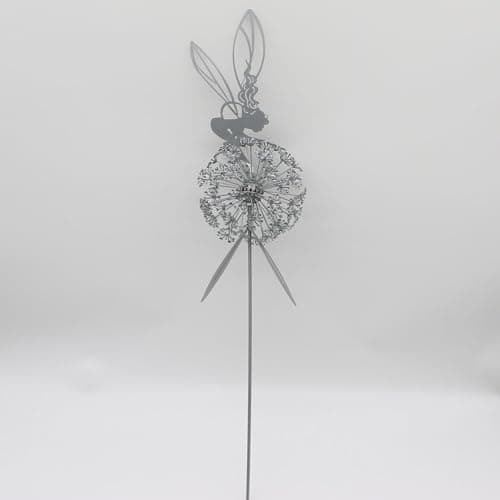 Flower Fairy Dancing with Dandelion Garden Art Sculpture Stainless Steel Statue Christmas Halloween Decoration for Outdoor Yard Courtyard Lawn Patio Metal Ornaments (Hurdle)