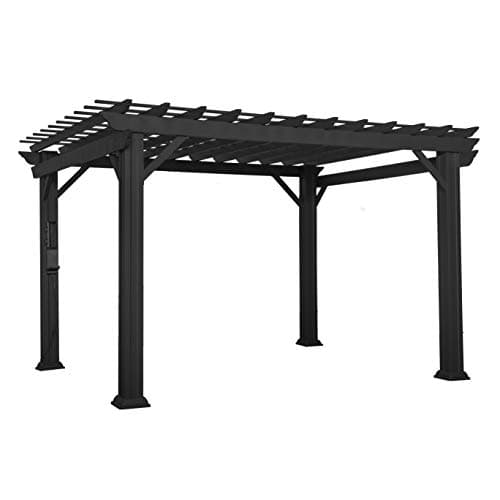 Backyard Discovery Stratford 12' x 10' Traditional Galvanized Steel Pergola Kit with Shade Sail Canopy, Powder-Coated Finish, All-Season Durability, High-Wind Rating for Outdoor Patio, Deck, Garden