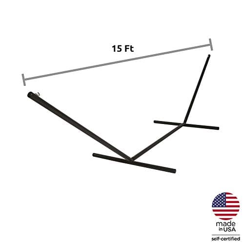 Hatteras Hammocks 15 ft. Tri-Beam Steel Hammock Stand with Right Connection Design and Cape Shield Powder Coating, 600 LB Weight Capacity, Handcrafted in The USA - Black