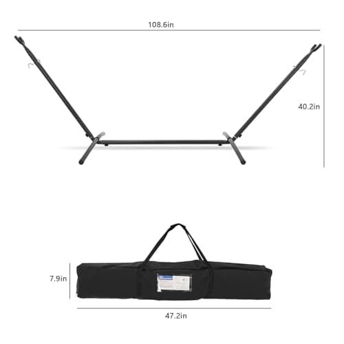 Double Hammock with Stand Included 450lb Capacity Space Saving Steel Stand,Premium Carry Bag Included,Suit for Outside,Indoor,Yard,Camping(Beige).