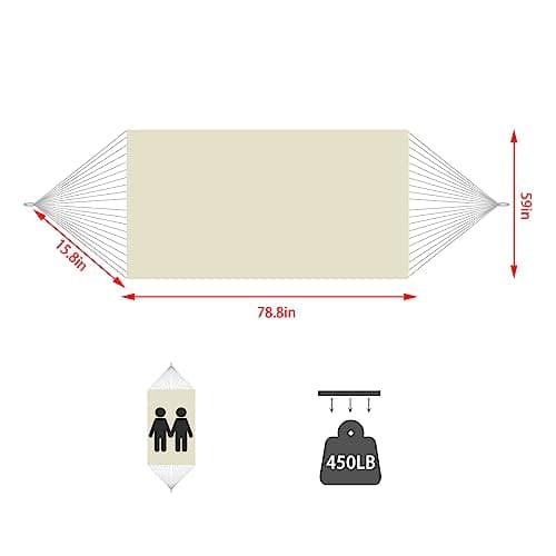 Double Boho Macrame Hammock with Elegant Tassels for Patio, Yard, Beach Wedding Decor, Outdoor and Indoor Up to 450lbs Include Tie Ropes and Drawstring Bag