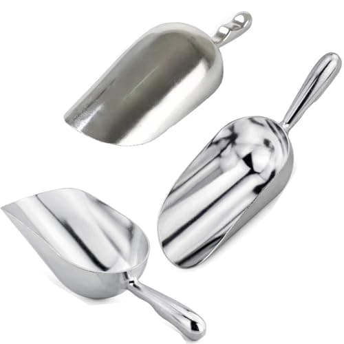 Ice Cube Endurance Scoop, Cast Aluminum Shovel Scoops Kitchen Utility Scoops Set Contoured Handle，Ideal for Ice Cube Coffee Bean Food Candy Flour Popcorn Rust Free, Solid & Dishwasher Safe (Silver)