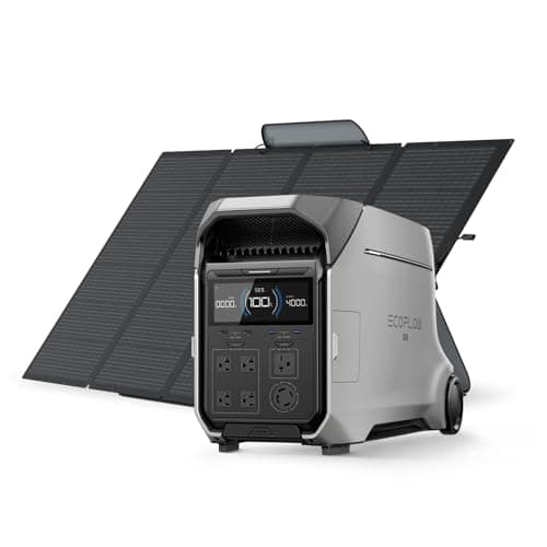 EF ECOFLOW Power Station 4096Wh DELTA Pro 3 with 400W Portable Solar Panel, 120/240V 4000W AC Output, Solar Generator for Home Use, Camping Accessories, Emergencies, Power Outages, RVs