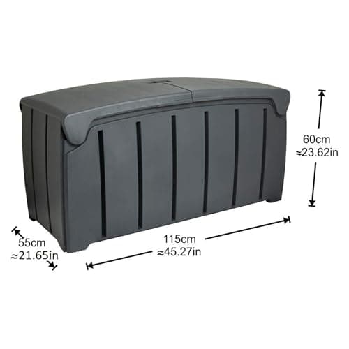 Products 85 Gallon (321L) Outdoor Storage Organization Bin, Patio Deck Box with Dual Door Lid for Garden, Pool, & Furniture Accessories, Black