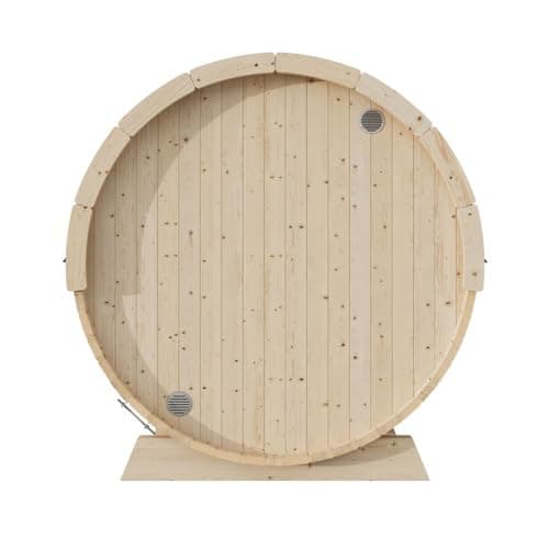 EuroSauna 2-Person Outdoor Barrel Sauna with Shingles, Lighting, & 6kW Harvia Sauna Heater, 81x59