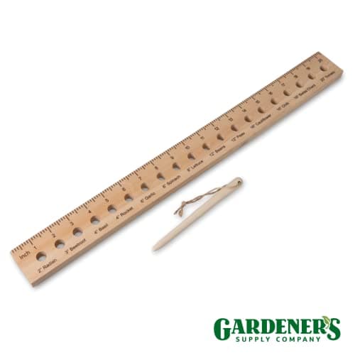 Gardener's Supply Company Planting Ruler and Dibber | Wooden Plant Seed Spacing for Outdoor Raised Bed Gardening and Vegetable Gardens | 20-1/2"L and is 2"W x 1/2" Thick