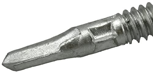 Premium Self-Drilling Metal Screws, Epoxy Coated Steel, Wafer Head Wood to Metal Winged Point Screws, Silver, #10 x 1-7/16 inches, Box of 68 Screws