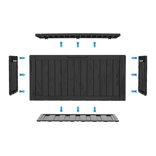 80 Gallon Lockable Resin Deck Box with Wheels, Waterproof & UV-Resistant Outdoor Storage Box for Outdoor Cushion Storage, Tools Storage and Delivery, Black