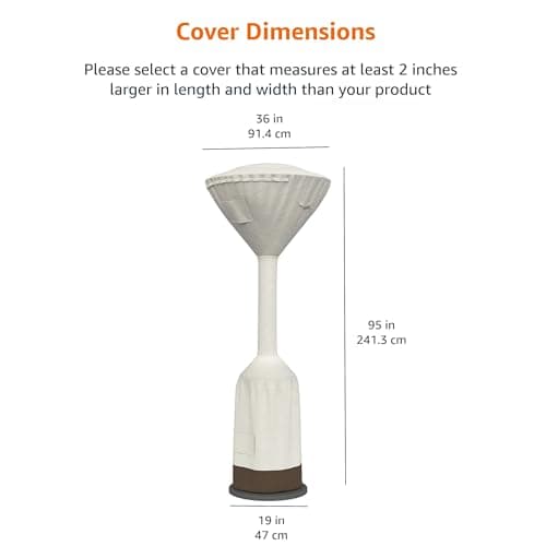Amazon Basics Outdoor Round Stand Up Patio Heater Cover, Tan, 36" x 18.5" x 95"