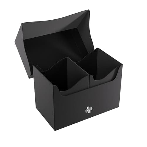 Gamegenic Double Deck Holder 200+ XL - Compact Storage Solution for Two Decks or 200 Double-Sleeved Cards, Includes Two Removable Deck Holders, Black Color, Made