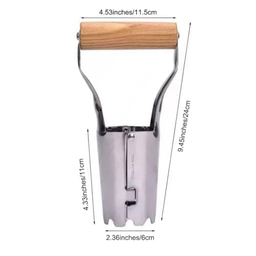 Bulb Planter Tool, 4 Inches Depth Mark Hand Bulb Planter, Non-Bending Stainless Steel Bulb Planter Digger, Garden Bulb Transplanter with Comfortable Grip Wooden Handle for Tulip and Daffodils